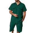 thumbnail image 1 of Bcfgryg Men's Summer Suits With Notch Lapel And Button Front For Indoor And Vacation Wear Men’s Athleisure Sets, 1 of 4