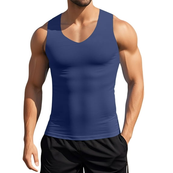 Bcfgryg Men's Summer V Neck Slim Fit For Sports And Fitness Occasions Sleeveless Bottom Tank Tops Vest for Men