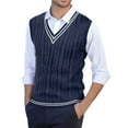 thumbnail image 1 of Bcfgryg Men's Sweater Vest Slim Fit Casual Knit Sleeveless Pullover Warm Winter Layering Stretchable Comfortable Lightweight Soft Yarn Crew Neck Mens Sweater Blue L, 1 of 4