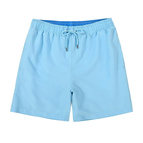 Bcfgryg Men's Swim Trunks Fast Dry With Mesh Beach Shorts Bathing Suit Swimwear Men's Shorts For Swimming Light Blue M
