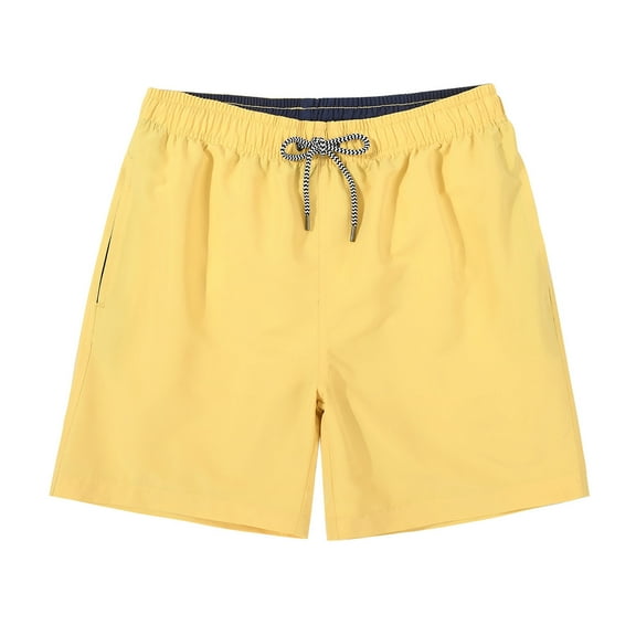 Bcfgryg Men's Swim Trunks Fast Dry With Mesh Beach Shorts Bathing Suit Swimwear Men's Shorts For Swimming Yellow L