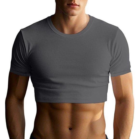 Bcfgryg Men's T Shirt Crop Tops With Crew Neck Summer Short Sleeve Workout Shirts Men T-shirts