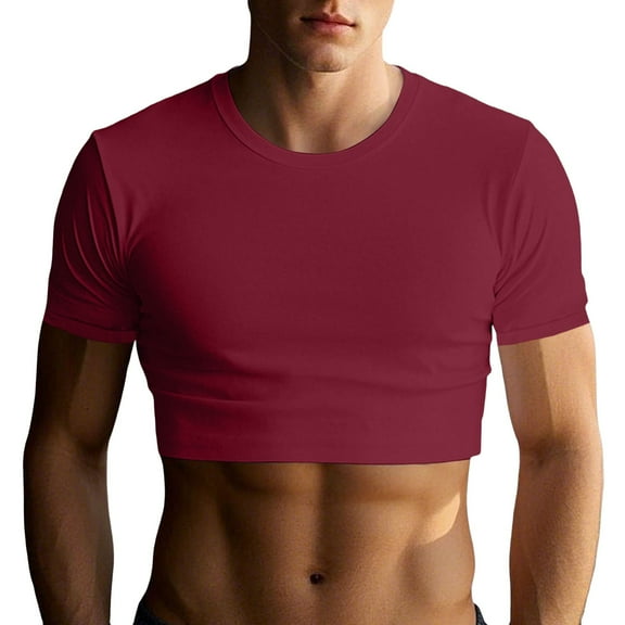 Bcfgryg Men's T Shirt Crop Tops With Crew Neck Summer Short Sleeve Workout Shirts Men T-shirts