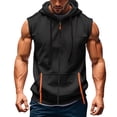 thumbnail image 1 of Bcfgryg Men's T Shirt With Hood Short Sleeve Hoodie With Pockets Drawstring Summer Short Hoodie Leisure Sweatshirt Lightweight Men's Jacket For Hiking Black L, 1 of 4