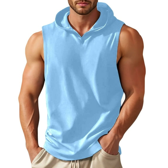 Bcfgryg Men's Tank Tops Slim Fit Sleeveless Hoodie For Casual Wear Breathable Spring Summer For Daily Activities And Shorts Pairing Men's Sleeveless Jacket Vest
