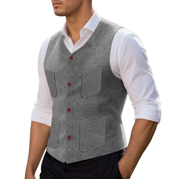 Bcfgryg Men's Wool Blend Vest Casual Formal Sleeveless V Neck Outerwear For Daily Wear Home Party Spring Autumn Winter Mens Waterproof Jacket Gray XXXL