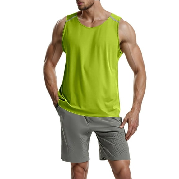 Bcfgryg Men's Workout Tank Top Sleeveless Round Neck Gym Shirt For Fitness Training Running Sports Comfortable Stretchable Breathable Wicking Lightweight Athletic Activewear Men's Work Vest