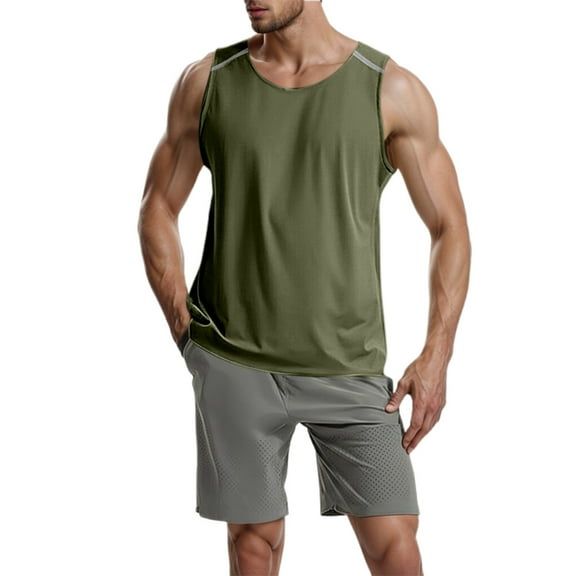 Bcfgryg Men's Workout Tank Top Sleeveless Round Neck Gym Shirt For Fitness Training Running Sports Comfortable Stretchable Breathable Wicking Lightweight Athletic Activewear Men's Work Vest