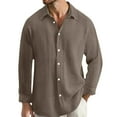 thumbnail image 1 of Bcfgryg Men's Wrinkle Long Sleeve Dress Shirt Double Layer Pure Color Formal Business Casual Slim Fit Comfortable Wear Men’S Dress Shirts Brown, 1 of 4