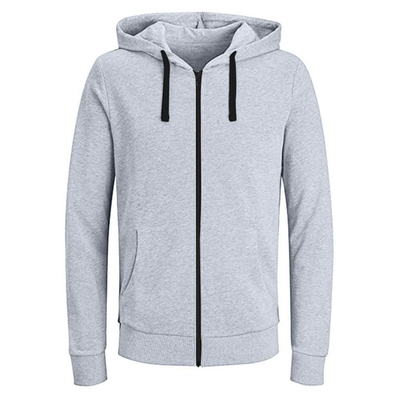 Bcfgryg Men's Zip Up Hoodie Lightweight Long Sleeve Basic Slim Fit Cotton SweatShirt with Pocket Gray XXXL