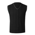 thumbnail image 1 of Bcfgryg Mens Autumn And Winter Fashion Casual Pullover Stripe Contrast Knitted Sweater Vest Sweaters For Men Black XXXXL, 1 of 3