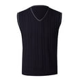 thumbnail image 1 of Bcfgryg Mens Autumn And Winter Fashion Casual Pullover Stripe Contrast Knitted Sweater Vest Sweaters For Men Blue XL, 1 of 3