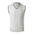 thumbnail image 1 of Bcfgryg Mens Autumn And Winter Fashion Casual Pullover Stripe Contrast Knitted Sweater Vest Sweaters For Men White XXL, 1 of 3