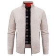 thumbnail image 1 of Bcfgryg Mens Autumn And Winter Fashion Casual Sweater Coat With Velvet Padded Sweater Knitted Cardigan Sweaters For Men Beige L, 1 of 4