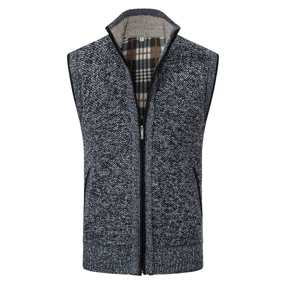 Bcfgryg Mens Autumn And Winter Printed Pocket Knitted Wool Cardigan Vest Sweater Vest Mens Cardigans Gray XXXXL