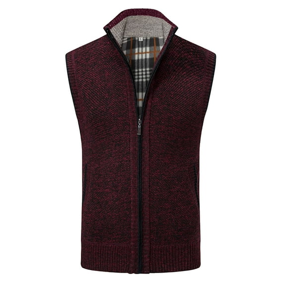 Bcfgryg Mens Autumn And Winter Printed Pocket Knitted Wool Cardigan Vest Sweater Vest Mens Cardigans Red XXXL