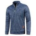 thumbnail image 1 of Bcfgryg Mens Autumn And Winter Solid Zipper Neck Sweater Long Sleeve Fashion Top Sweatshirt Coat Long Cardigan Men Blue XXL, 1 of 4
