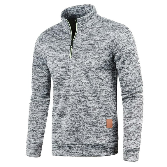 Bcfgryg Mens Autumn And Winter Solid Zipper Neck Sweater Long Sleeve Fashion Top Sweatshirt Coat Long Cardigan Men Gray M