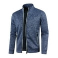 thumbnail image 1 of Bcfgryg Mens Autumn And Winter Zipper Neck Solid Sweater Long Sleeve Fashion Top Sweatshirt Coat Mens Knit Sweater Blue XXXXL, 1 of 4