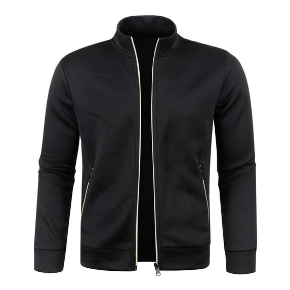 Bcfgryg Mens Autumn And Winter Zipper Neck Solid Sweater Long Sleeve Fashion Top Sweatshirt Coat Sweaters For Men Black S
