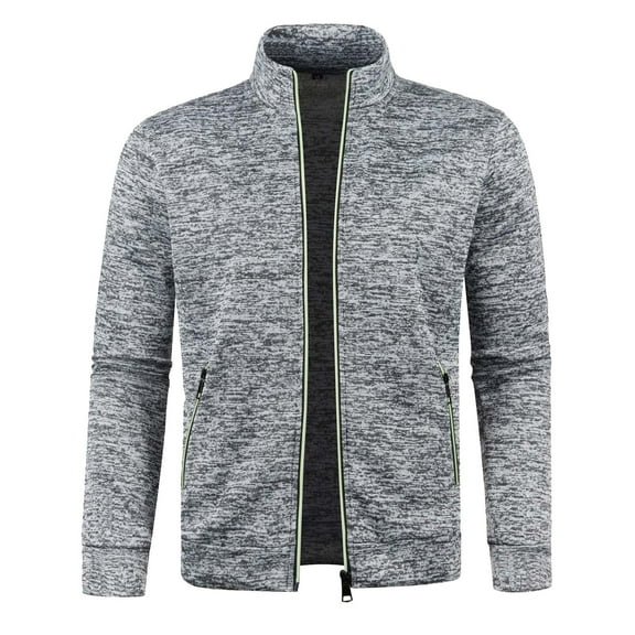 Bcfgryg Mens Autumn And Winter Zipper Neck Solid Sweater Long Sleeve Fashion Top Sweatshirt Coat Sweaters For Men Gray S