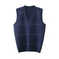 thumbnail image 1 of Bcfgryg Mens Autumn Winter Casual Fashion V Neck Sleeveless Knit And Fleece Vest Sweater Vest Long Cardigan Men Blue XXL, 1 of 5