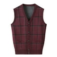 thumbnail image 1 of Bcfgryg Mens Autumn Winter Casual Fashion V Neck Sleeveless Knit And Fleece Vest Sweater Vest Men Sweaters Red XXL, 1 of 2