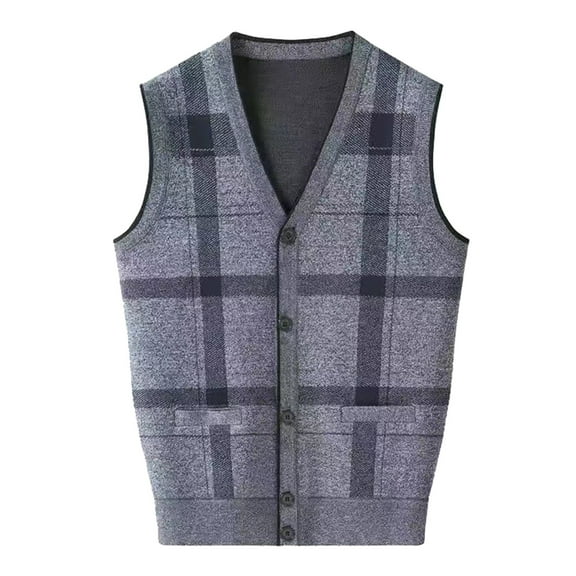 Bcfgryg Mens Autumn Winter Casual Fashion V Neck Sleeveless Knit And Fleece Vest Sweater Vest Mens Cardigans Gray L