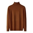 thumbnail image 1 of Bcfgryg Mens Autumn And Winter Turtleneck Half Turtleneck Base Slim Fit With Casual Knitted Clothes With Solid Color Sweater Mens Knit Sweater Brown L, 1 of 2