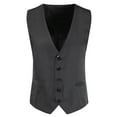 thumbnail image 1 of Bcfgryg Mens Business Casual Wedding Banquet Vest V Neck Sleeveless Slim Jacket Mens Coats Black L, 1 of 5