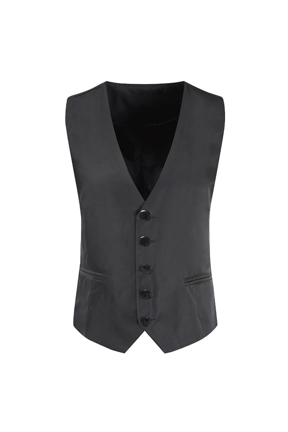 Mens Business Casual Wedding Banquet Vest V Neck Sleeveless Slim Jacket Mens Coats Black L