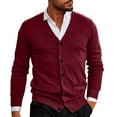 thumbnail image 1 of Bcfgryg Mens Casual Slim Fit Cardigans V-Neck Basic Designed Long Sleeve Button Down Red, 1 of 3