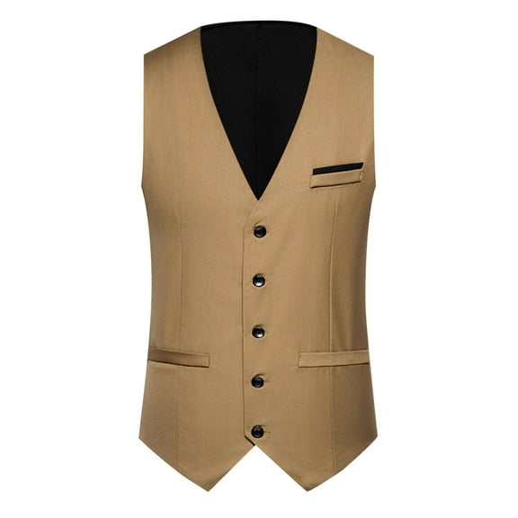Bcfgryg Mens Casual Suit Vest Wedding Party V Neck Single Vest Mens Waterproof Jacket Blue M