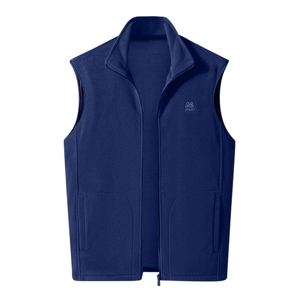Bcfgryg Mens Casual Trend Fleece Warm Vest Solid Color Loose Coat Lightweight Men's Jacket For Hiking Blue XXXL
