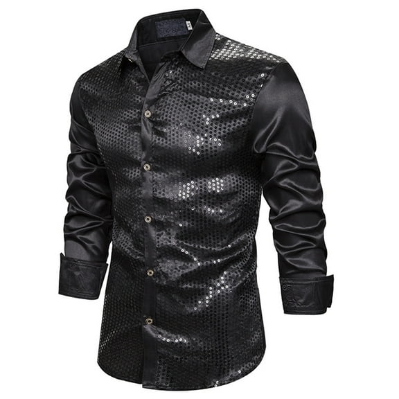 Bcfgryg Mens Dress Shirts Long Sleeve Casual Button Down Shirt Business Party Wedding Black
