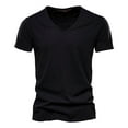 thumbnail image 1 of Bcfgryg Mens Fashion Casual Solid Color Cotton V Neck Short Sleeve T Shirt Top Slim Fit Men’s T-shirts, 1 of 2