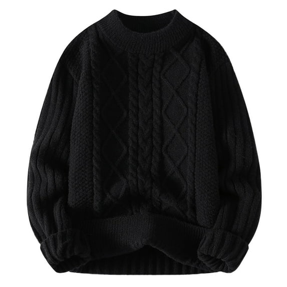 Bcfgryg Mens Fashion Casual Solid Color Simple Crew Neck Sweater Sweater Long Cardigan Men Black XXXL