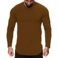 thumbnail image 1 of Bcfgryg Mens Fashion Casual Sports Fitness Outdoor Curved Hem Solid Color Round Neck T Shirt Long Sleeve Top Men’s T-shirts, 1 of 4