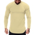 thumbnail image 1 of Bcfgryg Mens Fashion Casual Sports Fitness Outdoor Curved Hem Solid Color Round Neck T Shirt Long Sleeve Top Men’s T-shirts, 1 of 4
