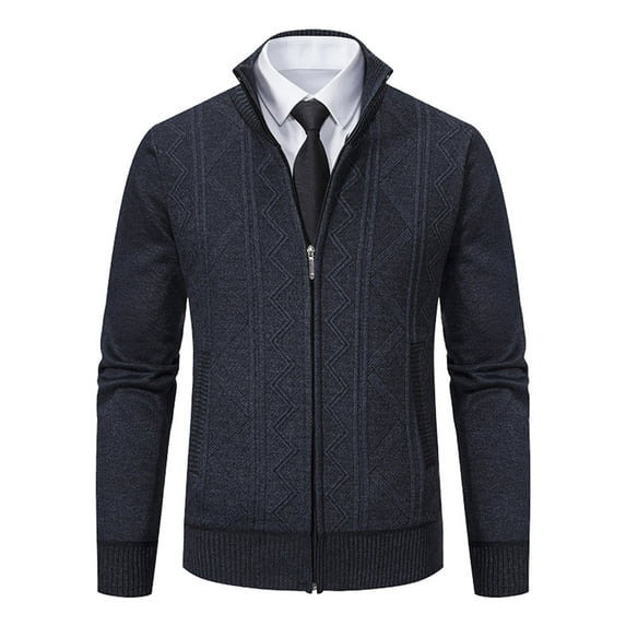 Bcfgryg Mens Fashion Keep Warm Coat Knit Cardigan Sweater Knit Outerwear Mens Sweater Gray L