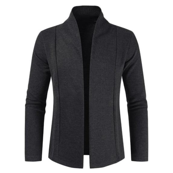 Bcfgryg Mens Fashion Leisure Solid Wool Knitting Versatile Stand Collar Long Sleeve Long Style Cardigan Coat Cardigans For Men Black L