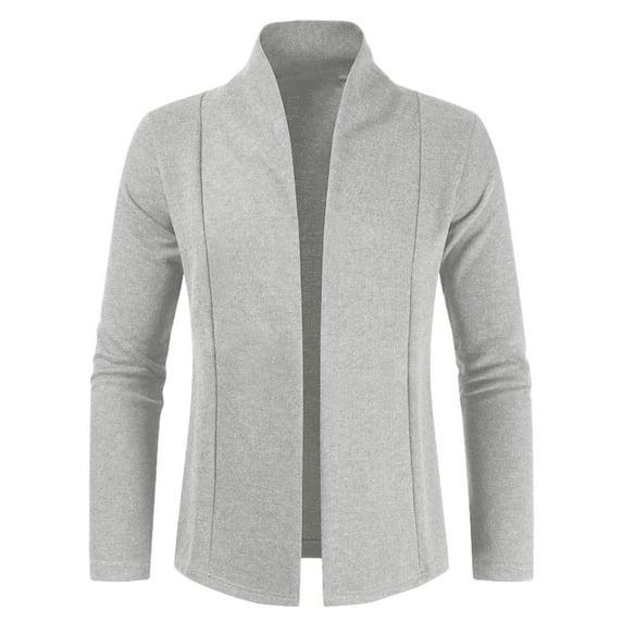 Bcfgryg Mens Fashion Leisure Solid Wool Knitting Versatile Stand Collar Long Sleeve Long Style Cardigan Coat Cardigans For Men Silver XXL