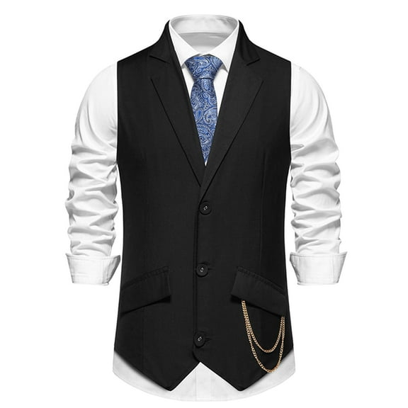 Bcfgryg Mens Fashion Stripes Medieval Retro Casual Suit Vest Lightweight Men's Jacket For Hiking Black L