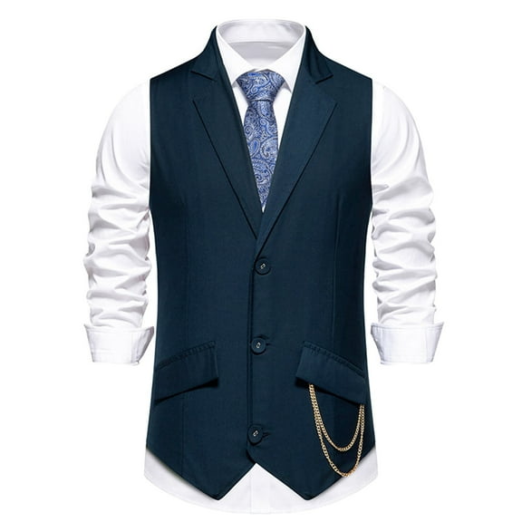 Bcfgryg Mens Fashion Stripes Medieval Retro Casual Suit Vest Lightweight Men's Jacket For Hiking Blue XL