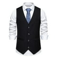 thumbnail image 1 of Bcfgryg Mens Fashion Stripes Retro Casual Suit Vest Men's Jacket Black L, 1 of 4