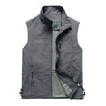 thumbnail image 1 of Bcfgryg Mens Leisure Practical Travel Fishing Outdoor Work Multi Pocket Vest Mens Coats Gray XXXL, 1 of 5