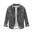 thumbnail image 1 of Bcfgryg Mens Long Sleeve Corduroy Shirts Button Down Cargo Corduroy Shirts Jacket With Pockets Plain Soft Warm Trucker Shirt Men's Slim Fit Dress Shirts, 1 of 4
