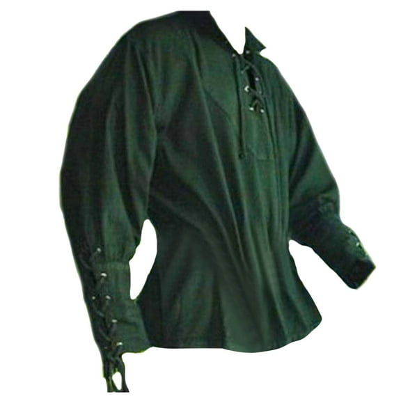 Bcfgryg Mens Long Sleeve National Style Bandage Men Bandage Vintage Shirt Casual Blouse Men's Linen Shirts Summer
