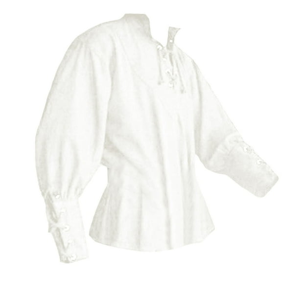 Bcfgryg Mens Long Sleeve National Style Bandage Men Bandage Vintage Shirt Casual Blouse Men's Linen Shirts Summer