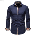 thumbnail image 1 of Bcfgryg Mens Long Sleeved Youth Fashion Casual Lapel Slim Fit Color Shirt Men Shirts Casual Blue XXL, 1 of 5
